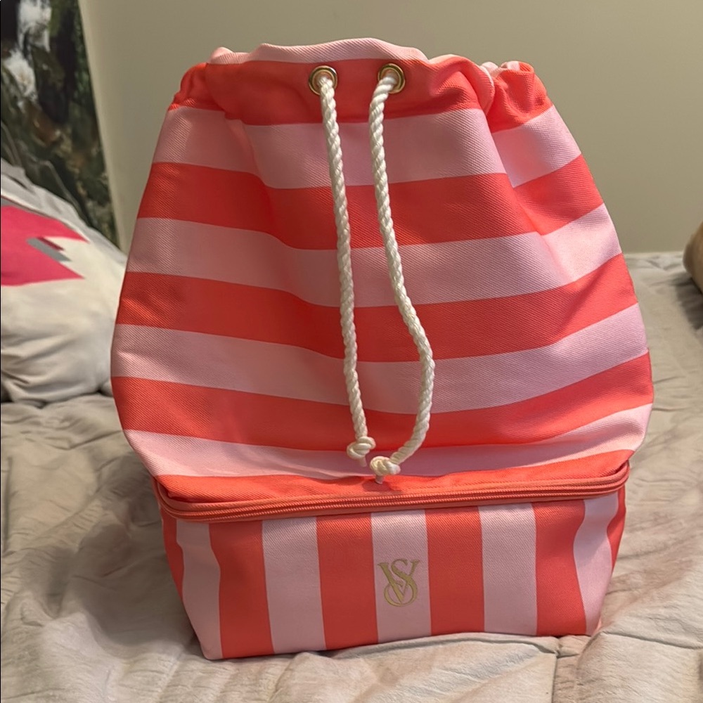 Victoria's Secret Pink and White Striped Backpack